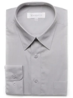 Marquis Mens Classic Fit Solid Gray Cotton Blend Dress Shirt