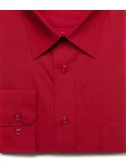 Marquis Mens Classic Fit Solid Red Cotton Blend Dress Shirt