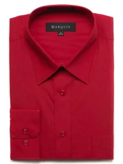 Marquis Mens Classic Fit Solid Red Cotton Blend Dress Shirt