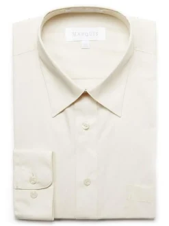 Marquis Mens Slim Fit Off White Cotton Blend Dress Shirt