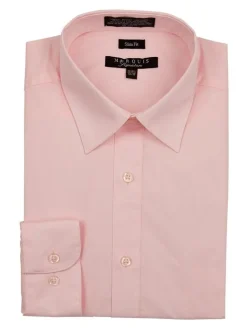 Marquis Mens Slim Fit Pink Cotton Blend Dress Shirt