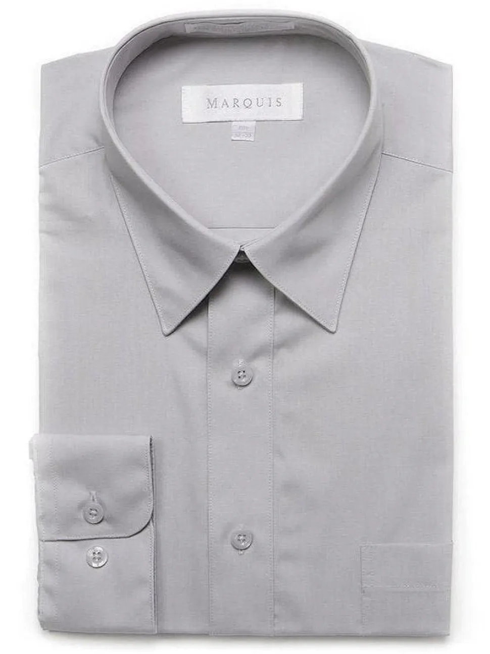 Marquis Mens Slim Fit Solid Gray Cotton Blend Dress Shirt