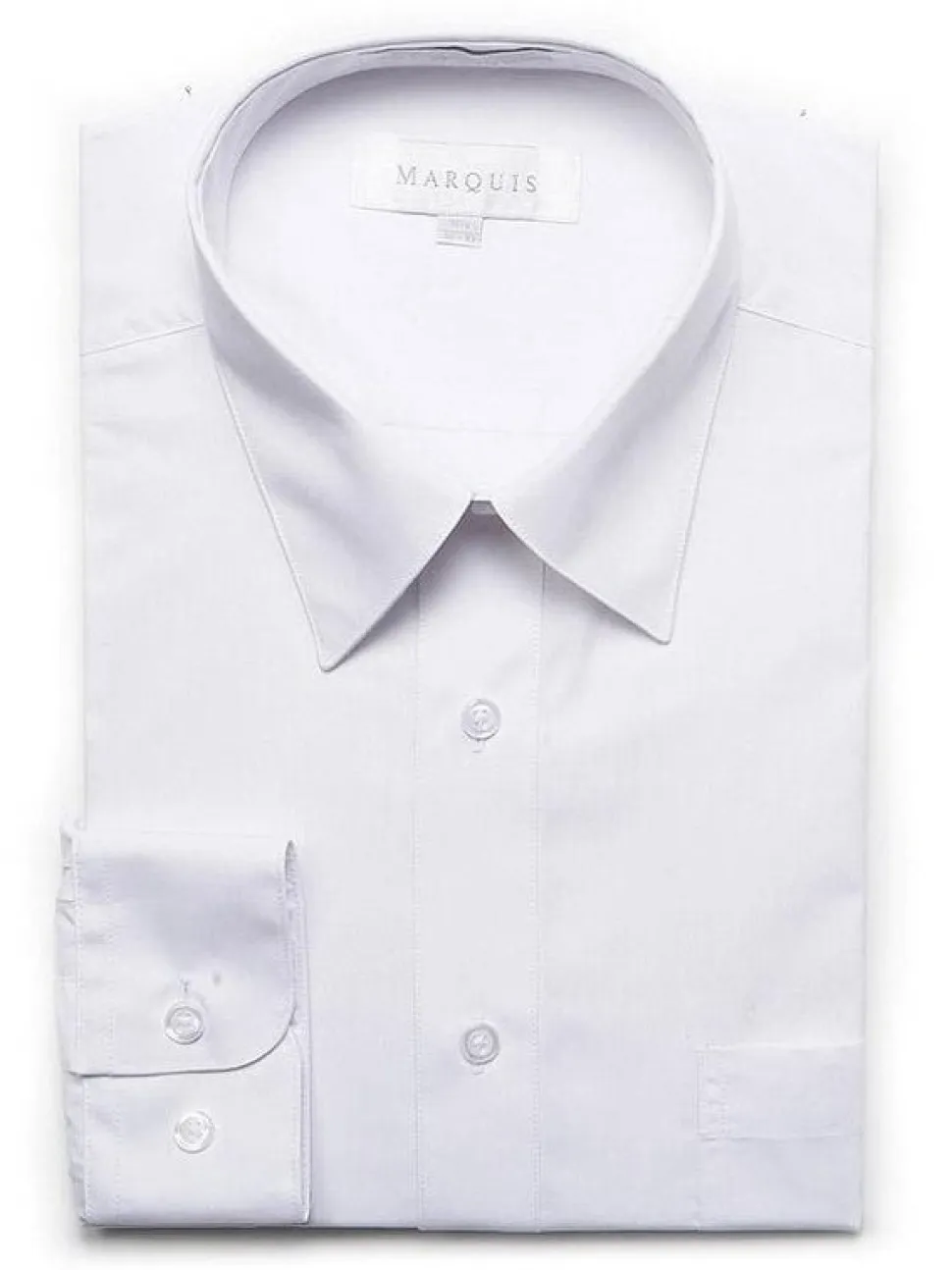 Marquis Mens Slim Fit Solid White Cotton Blend Dress Shirt