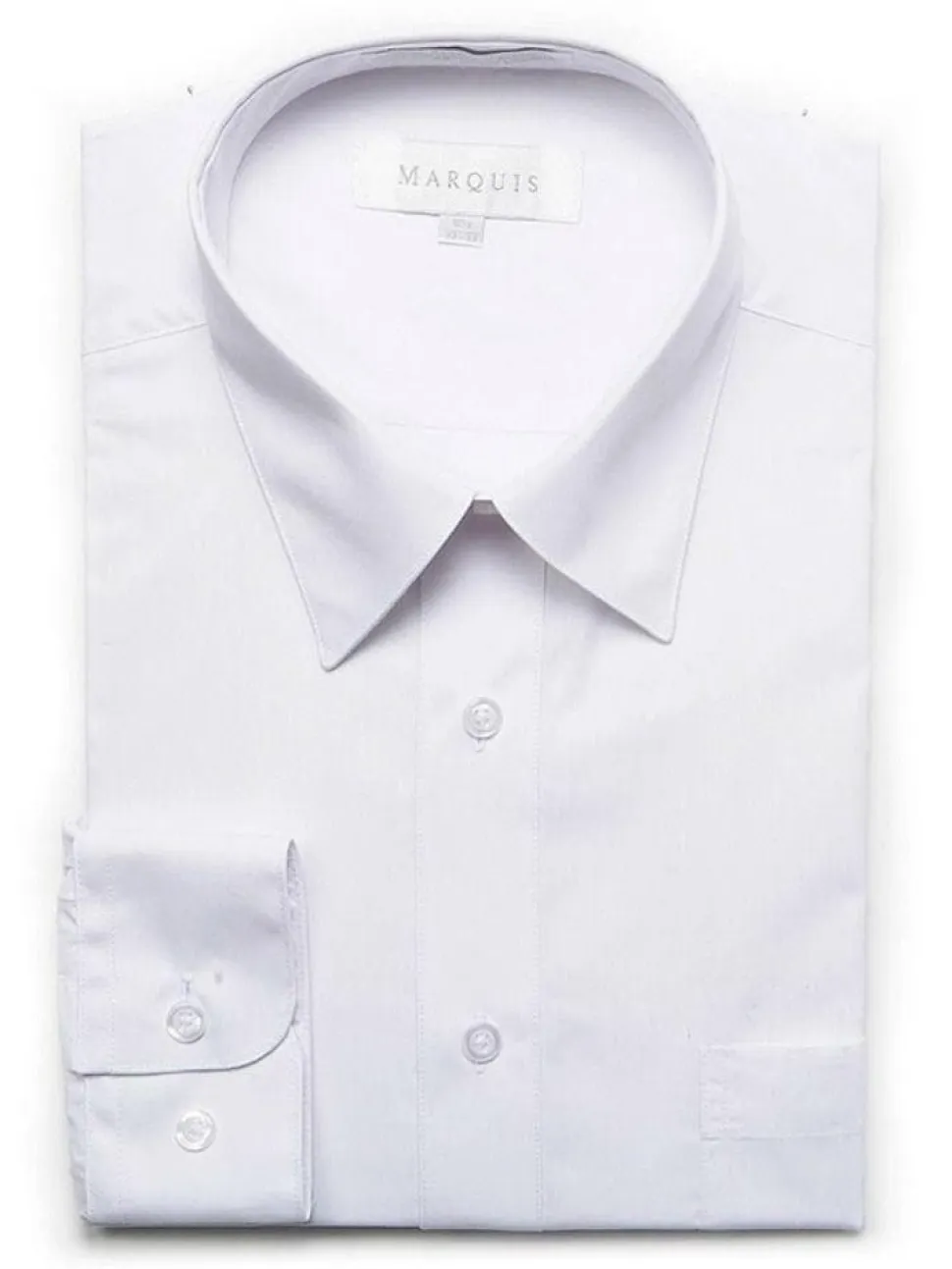Marquis Mens Slim Fit Solid White Cotton Blend Dress Shirt