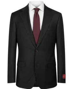 Mazara Mens Black Tonal Stripe Classic Fit Notch Lapel Wool 2 Button Suit