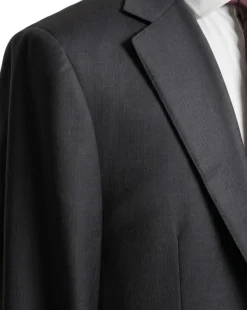 Mazara Mens Black Tonal Stripe Classic Fit Notch Lapel Wool 2 Button Suit