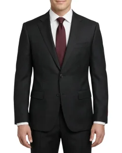 Mazara Mens Black Tonal Stripe Classic Fit Notch Lapel Wool 2 Button Suit