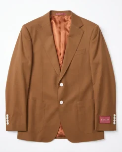 Mazara Mens Bronze Brown Slim Fit Notch Lapels Patch Pockets Wool Stretch 2-Button Suit