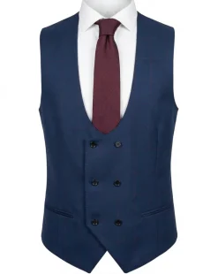 Mazara Mens Navy With Burgundy Windowpane Slim Fit Windowpane 3-Piece Wool Suit