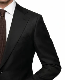 Mazara Mens Solid Black Slim Fit Notch Lapel Wool Cashmere 2-Button Suit