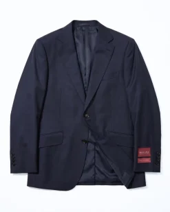 Mazara Mens Solid Navy Classic Fit Notch Lapel Wool Cashmere Blend 2-Button Suit