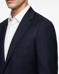 Mazara Mens Solid Navy Classic Fit Notch Lapel Wool Cashmere Blend 2-Button Suit