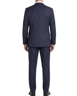 Mazara Mens Solid Navy Classic Fit Notch Lapel Wool Cashmere Blend 2-Button Suit