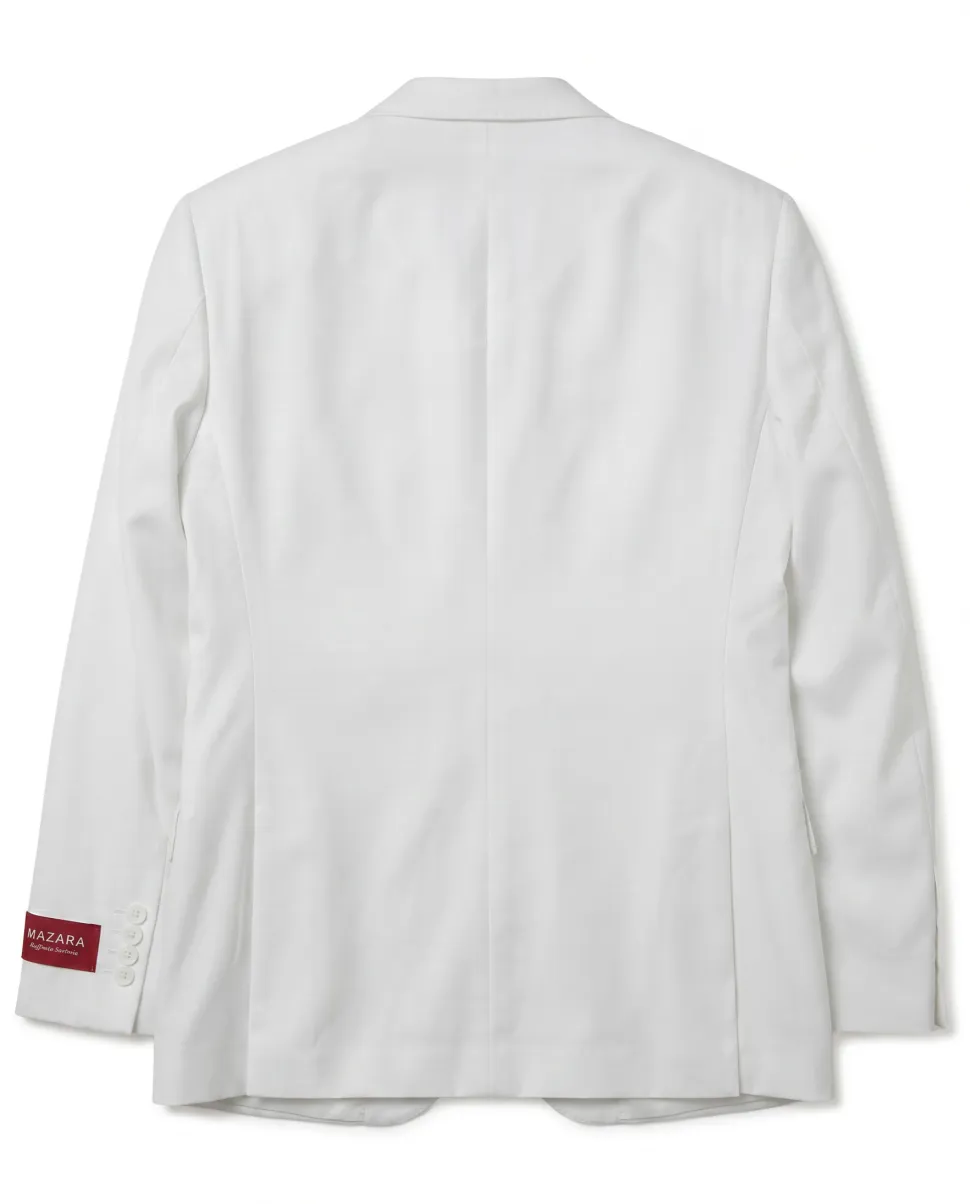 Mazara Mens Solid White Classic Fit Peak Lapels Wool 2-Button Suit