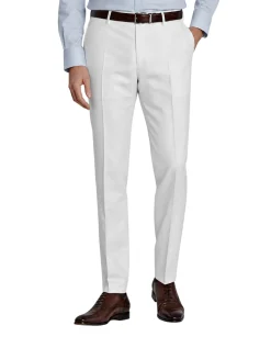 Mazara Mens Solid White Slim Fit Wool Dress Pants