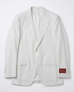 Mazara Mens Solid White Slim Fit Peak Lapels Wool 2-Button Suit