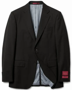 Mazara Solid Black Classic Fit Notch Lapel Wool Cashmere Blend 2-Button Suit