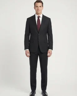 Mazara Solid Black Classic Fit Notch Lapel Wool Cashmere Blend 2-Button Suit