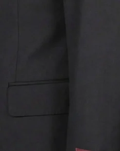 Mazara Solid Black Classic Fit Notch Lapel Wool Cashmere Blend 2-Button Suit