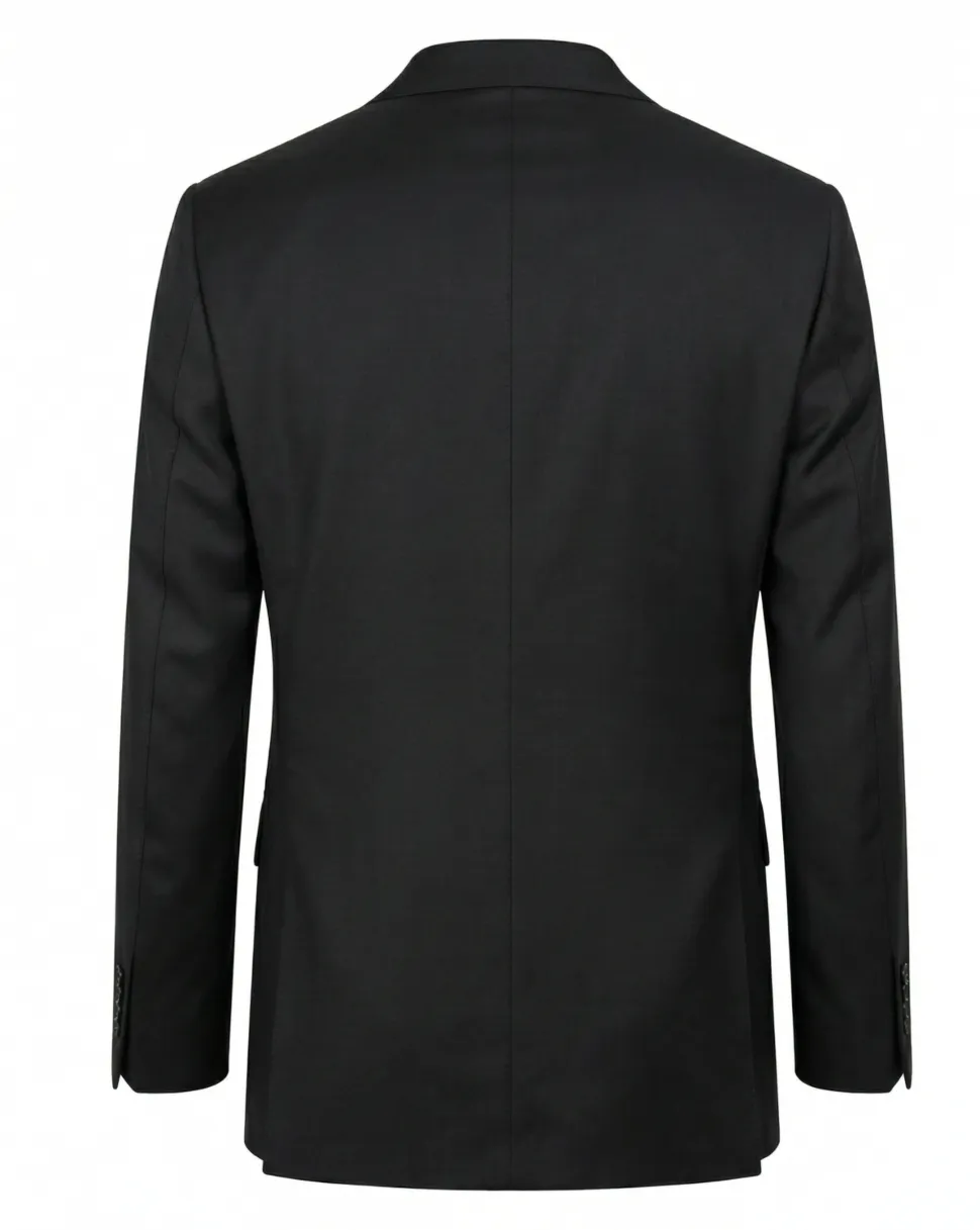 Mazara Solid Black Classic Fit Notch Lapel Wool Cashmere Blend 2-Button Suit