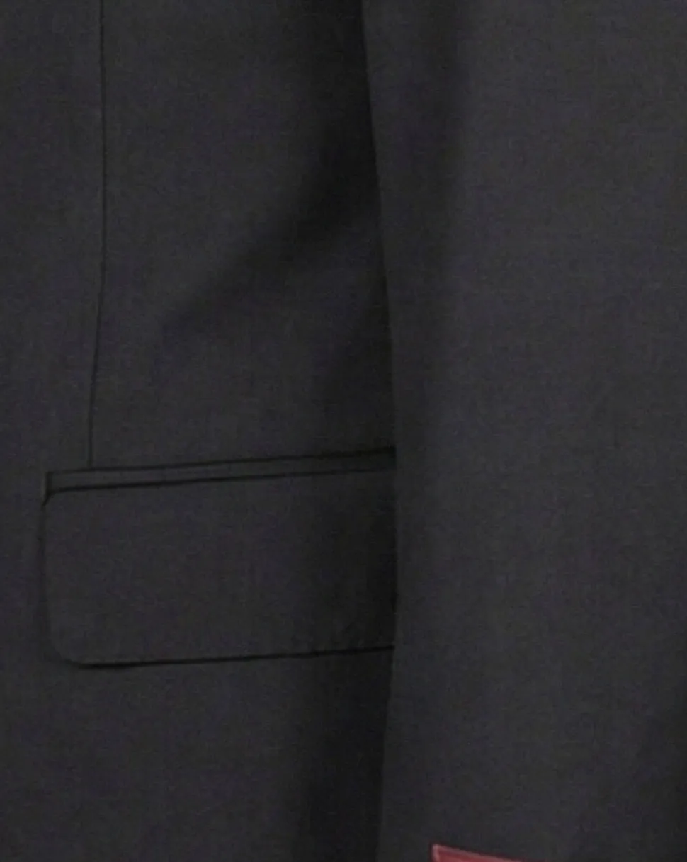 Mazara Solid Black Classic Fit Notch Lapel Wool Cashmere Blend 2-Button Suit