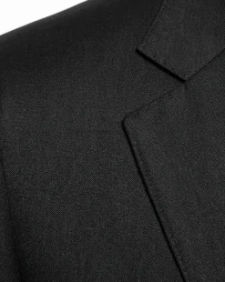 Mazara Solid Black Classic Fit Notch Lapel Wool Cashmere Blend 2-Button Suit