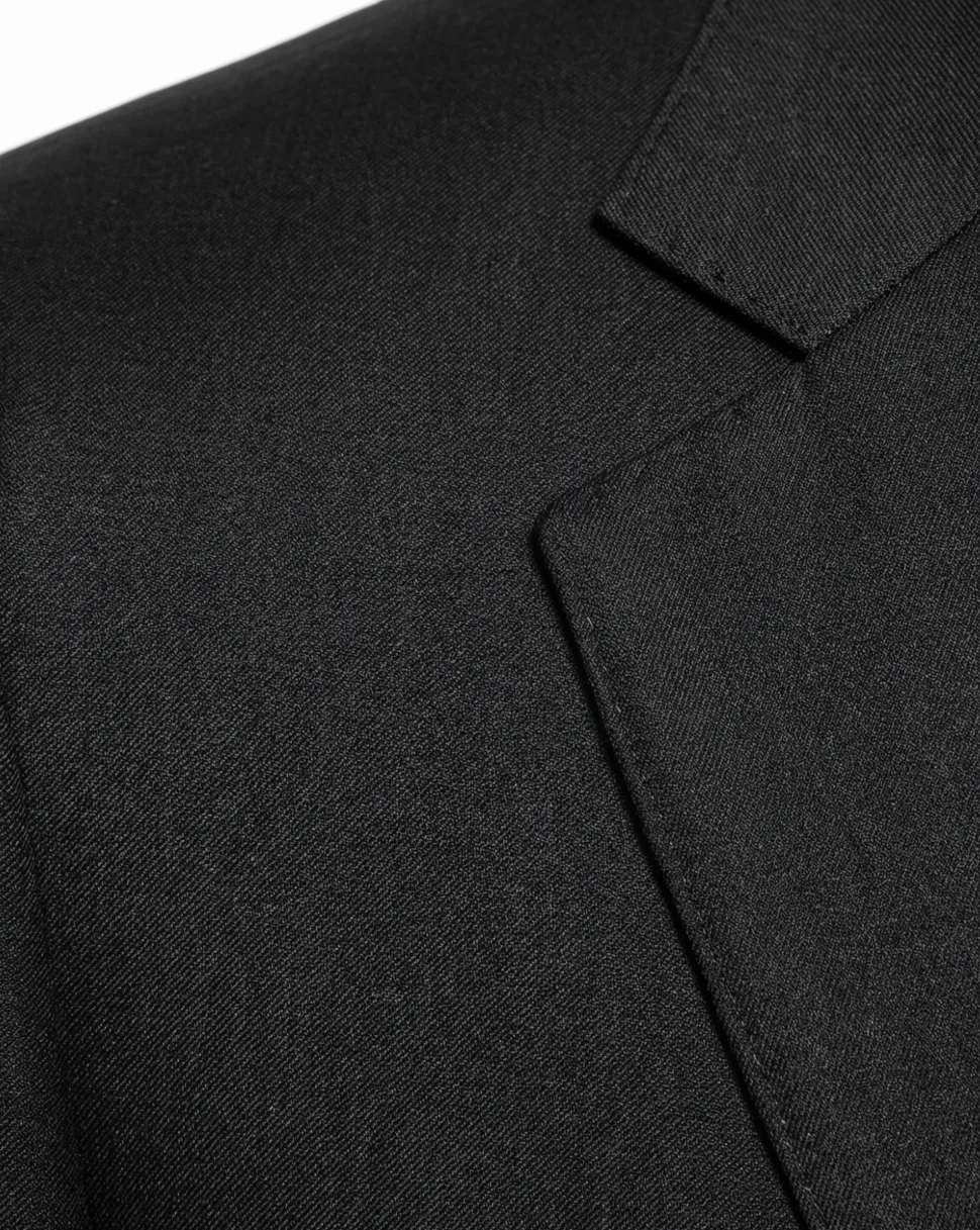Mazara Solid Black Classic Fit Notch Lapel Wool Cashmere Blend 2-Button Suit
