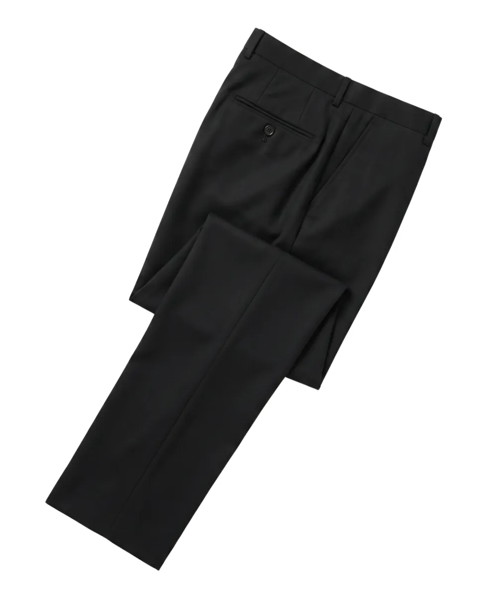 Mazara Solid Black Wool Cashmere Blend Slim Fit Peak Lapels 2 Button Suit