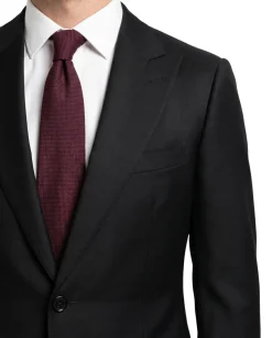 Mazara Solid Black Wool Cashmere Blend Slim Fit Peak Lapels 2 Button Suit