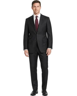 Mazara Solid Black Wool Cashmere Blend Slim Fit Peak Lapels 2 Button Suit