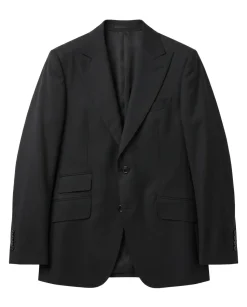 Mazara Solid Black Wool Cashmere Blend Slim Fit Peak Lapels 2 Button Suit