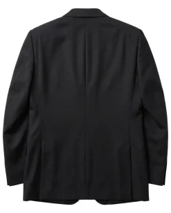 Mazara Solid Black Wool Cashmere Blend Slim Fit Peak Lapels 2 Button Suit