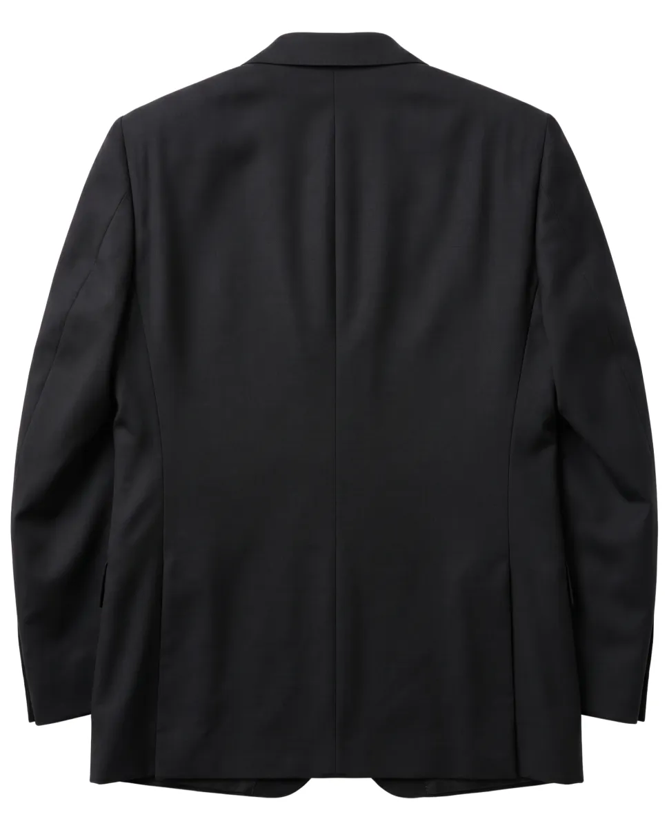 Mazara Solid Black Wool Cashmere Blend Slim Fit Peak Lapels 2 Button Suit