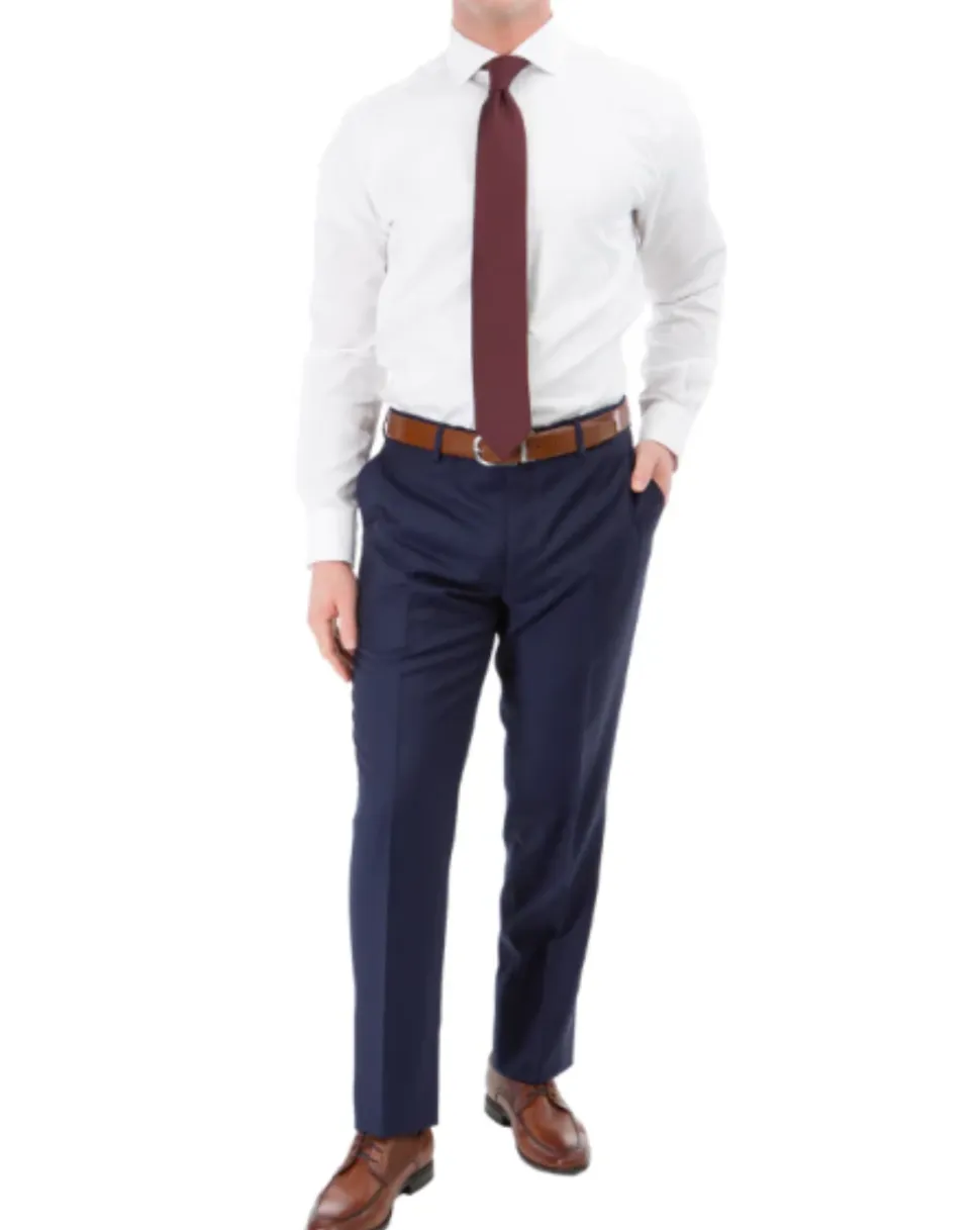 Mazara Solid Navy Slim Fit Notch Lapel Half-Canvassed 2-Button Reda Wool Suit