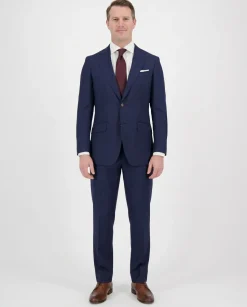 Mazara Solid Navy Slim Fit Notch Lapel Half-Canvassed 2-Button Reda Wool Suit