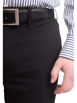 Mazari Slim Fit Solid Black Flat Front Washable Stretch Dress Pants