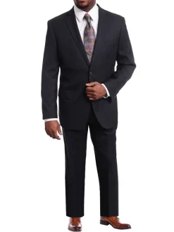 Men's Arthur Black Classic Fit Navy Blue Two Button Pleated Front Wool Suit