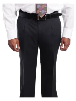 Men's Arthur Black Classic Fit Navy Blue Two Button Pleated Front Wool Suit