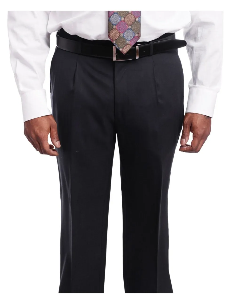 Men's Arthur Black Classic Fit Navy Blue Two Button Pleated Front Wool Suit