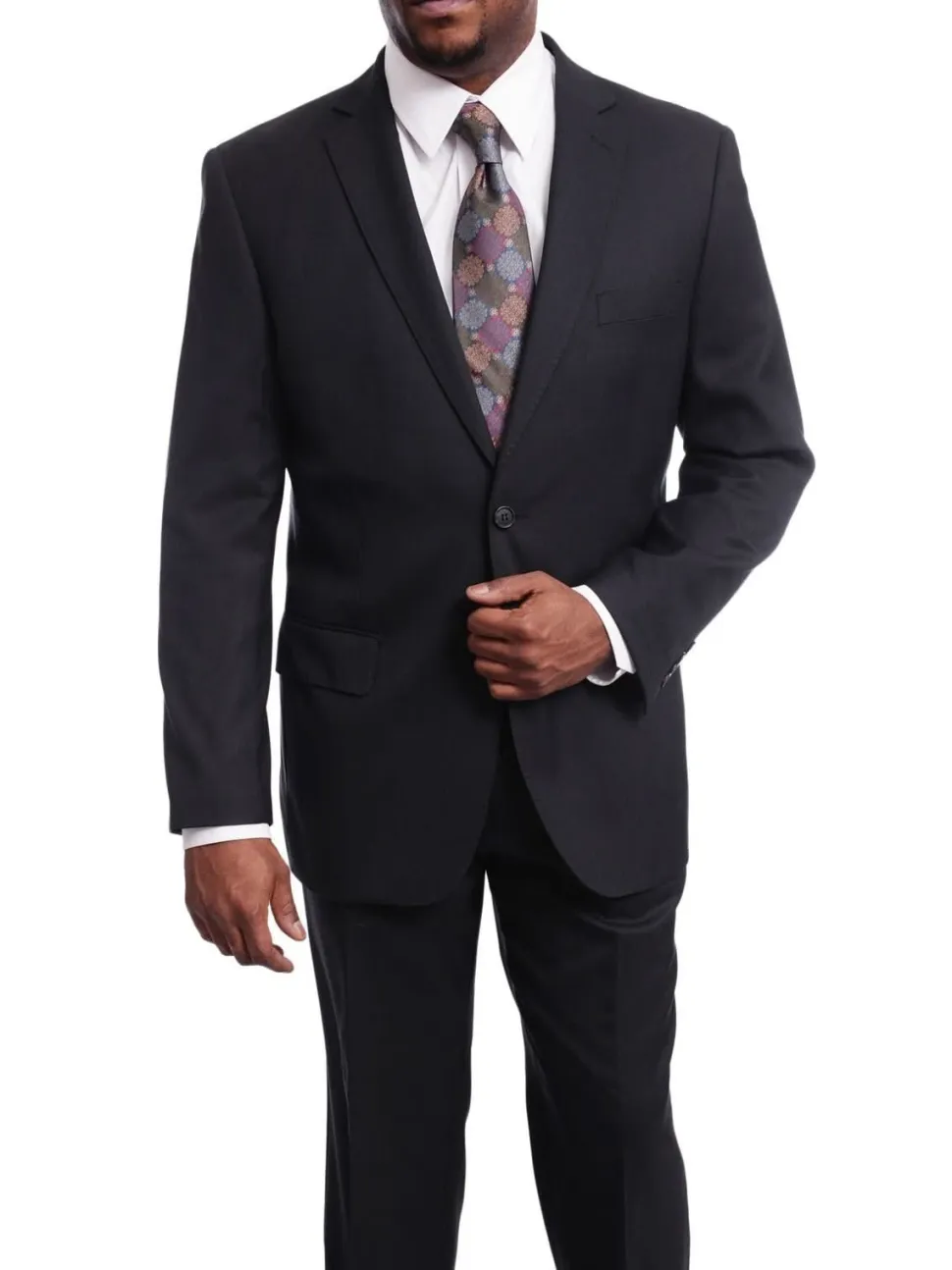 Men's Arthur Black Classic Fit Navy Blue Two Button Pleated Front Wool Suit