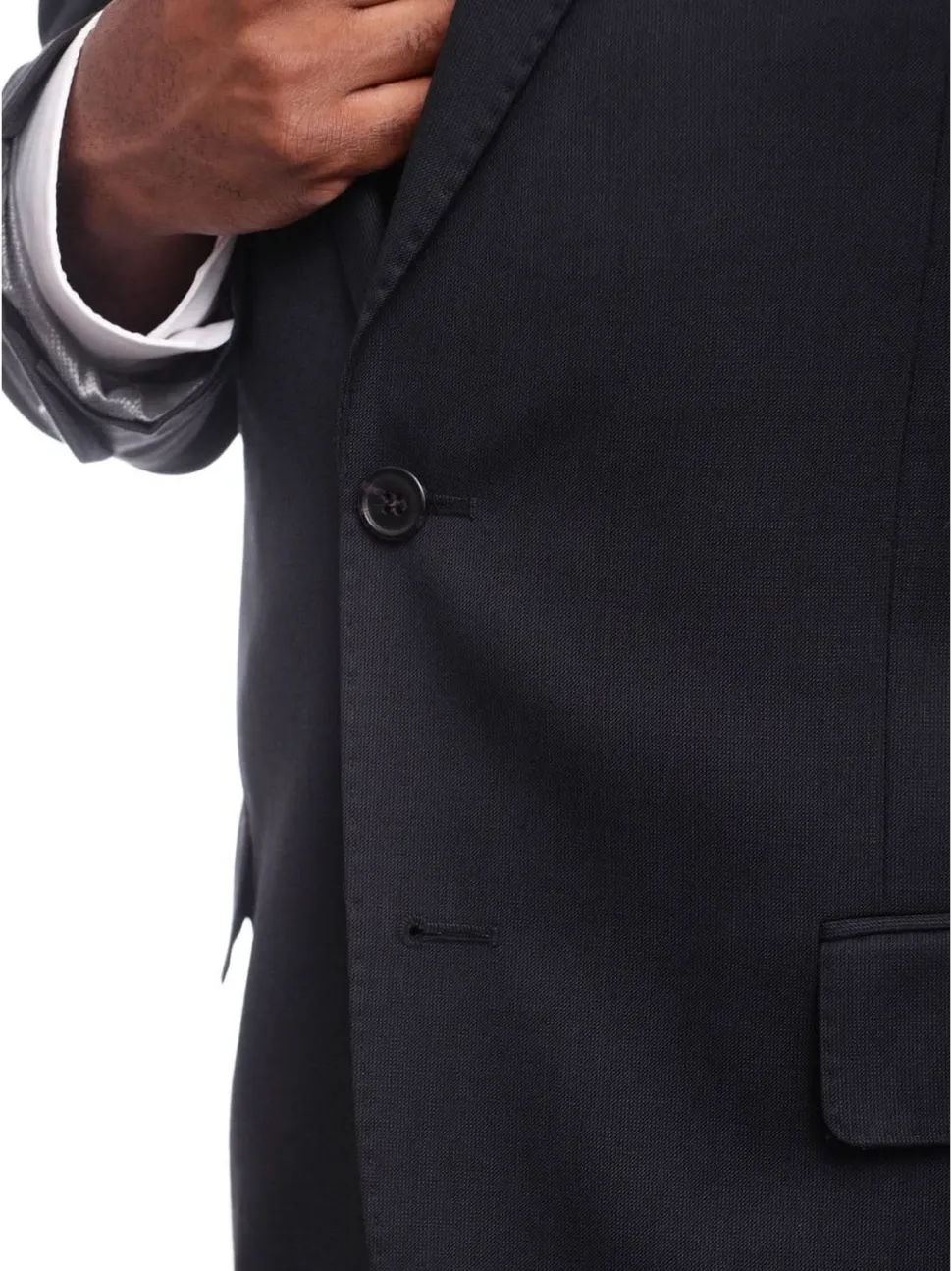 Men's Arthur Black Classic Fit Navy Blue Two Button Pleated Front Wool Suit