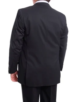 Men's Arthur Black Executive Portly Fit Solid Navy Blue Two Button Wool Suit