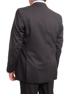 Men's Arthur Black Executive Portly Fit Solid Gray Textured Two Button Wool Suit