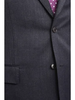 Men's Arthur Black Executive Portly Fit Solid Blue Two Button 2 Piece Wool Suit