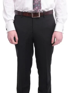 Men's Arthur Black Slim Fit Solid Gray Two Button 3 Piece Wool Peak Lapels Suit
