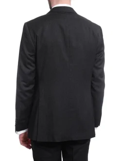 Men's Arthur Black Slim Fit Solid Gray Two Button 3 Piece Wool Peak Lapels Suit