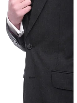 Men's Arthur Black Slim Fit Solid Gray Two Button 3 Piece Wool Peak Lapels Suit