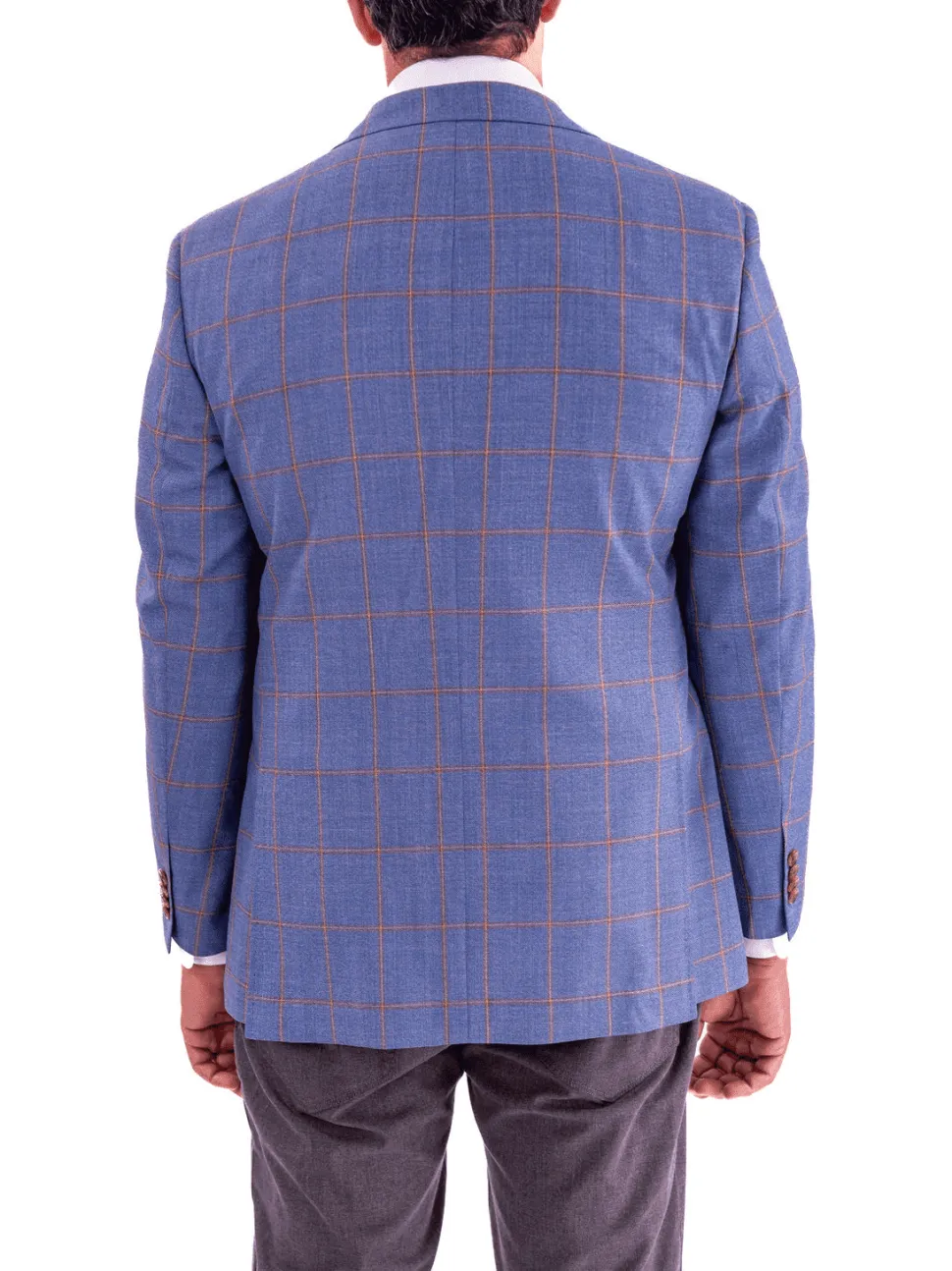 Mens Blujacket Blue Plaid Regular Fit Drago Wool 1/4 Lined Blazer Sportcoat