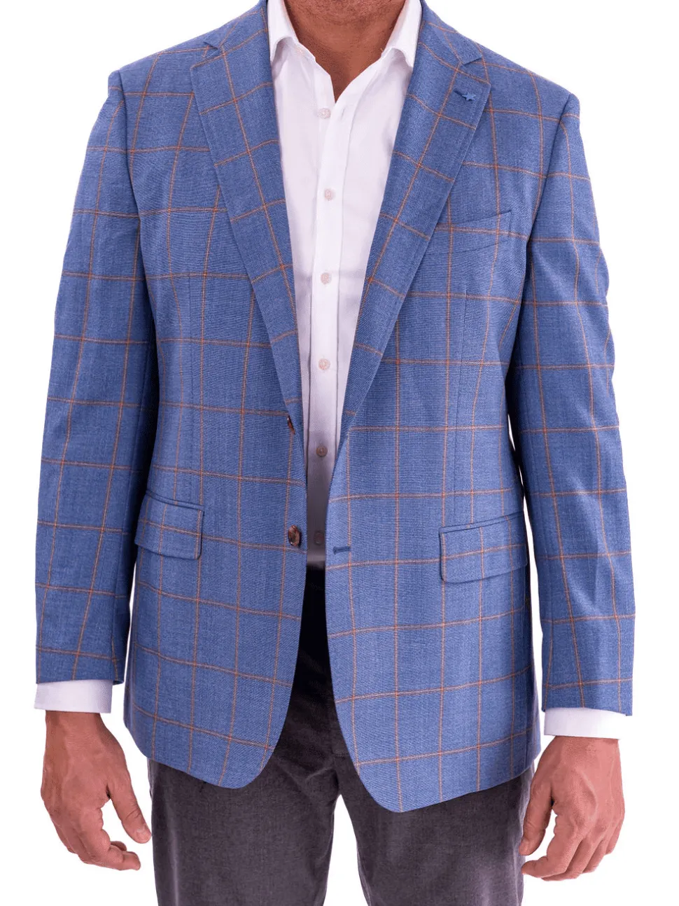 Mens Blujacket Blue Plaid Regular Fit Drago Wool 1/4 Lined Blazer Sportcoat
