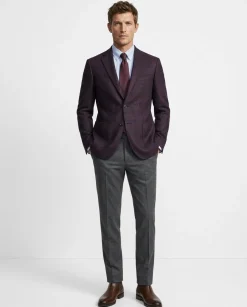 Mens Burgundy & Navy Check 100% Wool Half Lined Blazer Sportcoat